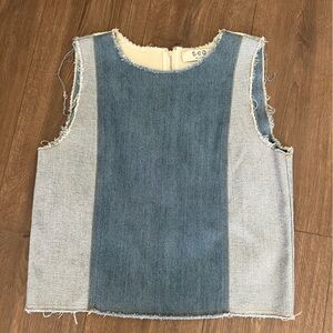 SEA New York Denim Patchwork Tank Top Exposed Back Zipper Small